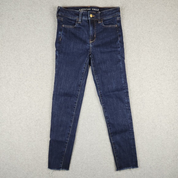 American Eagle Outfitters Denim - American Eagle‎ Hi-Rise Jegging Dark Wash Size 26p Stretch Raw Hem Jeans